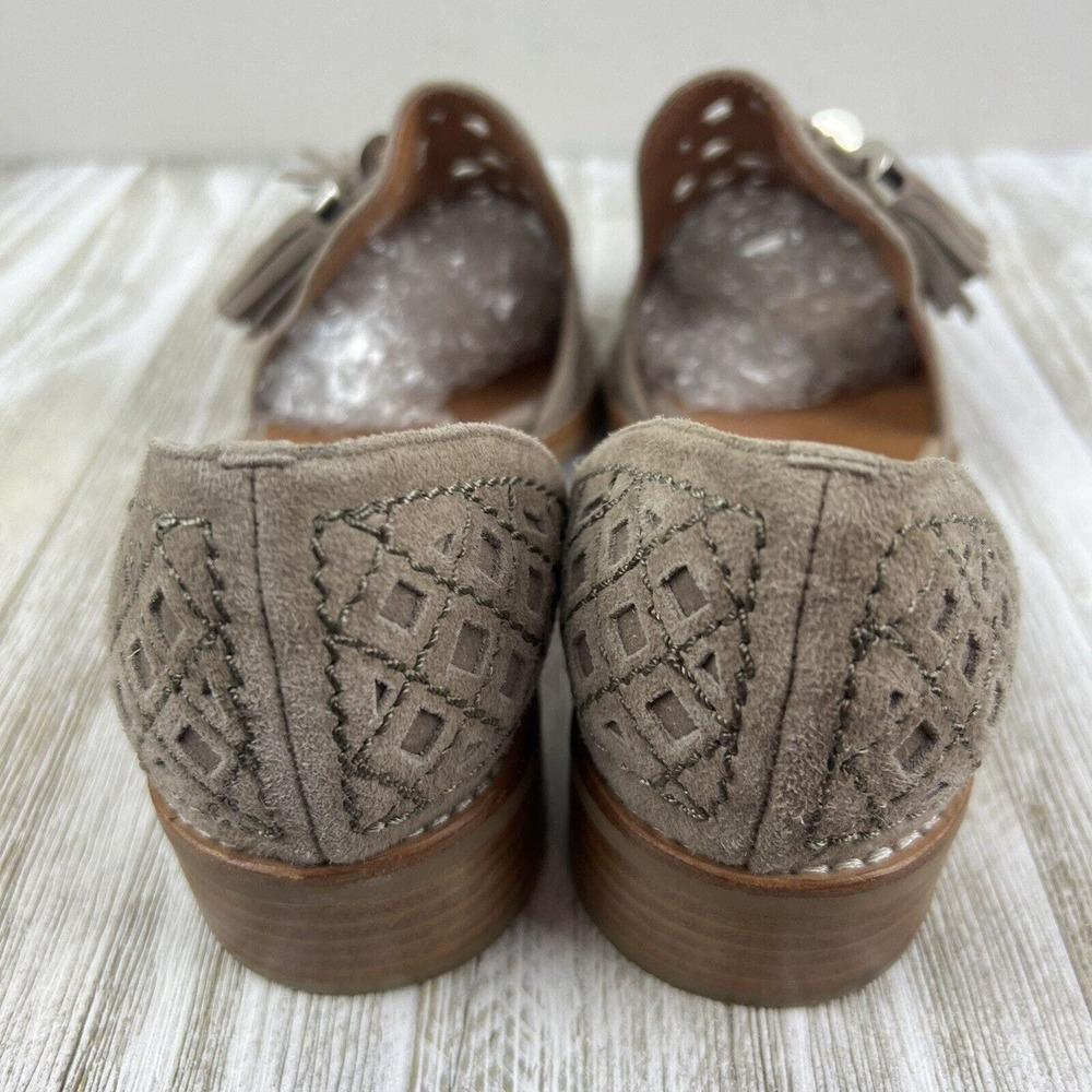 Jeffrey Campbell Taupe Suede Perforated Tassel Loafers - Picture 7 of 10